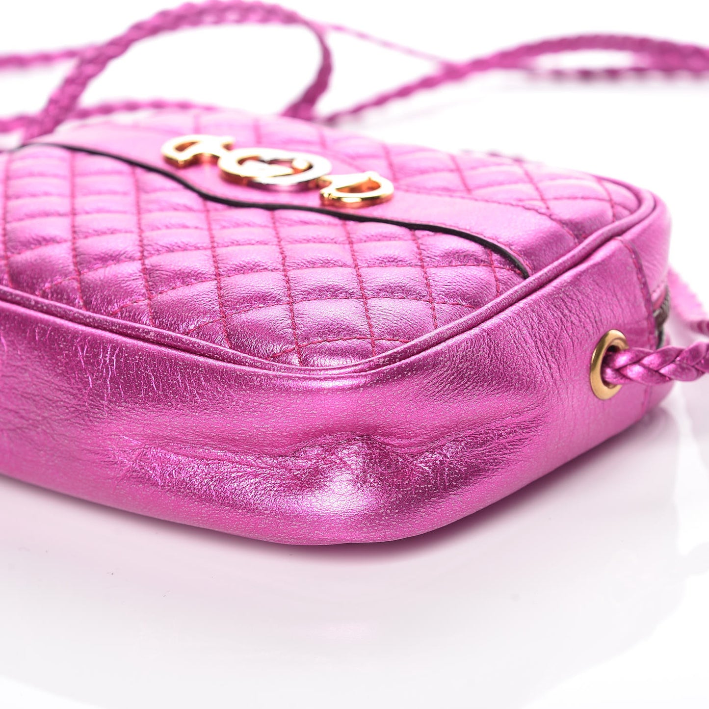 Laminated Nappa Trapuntata Mini Zumi Shoulder Bag Fuxia