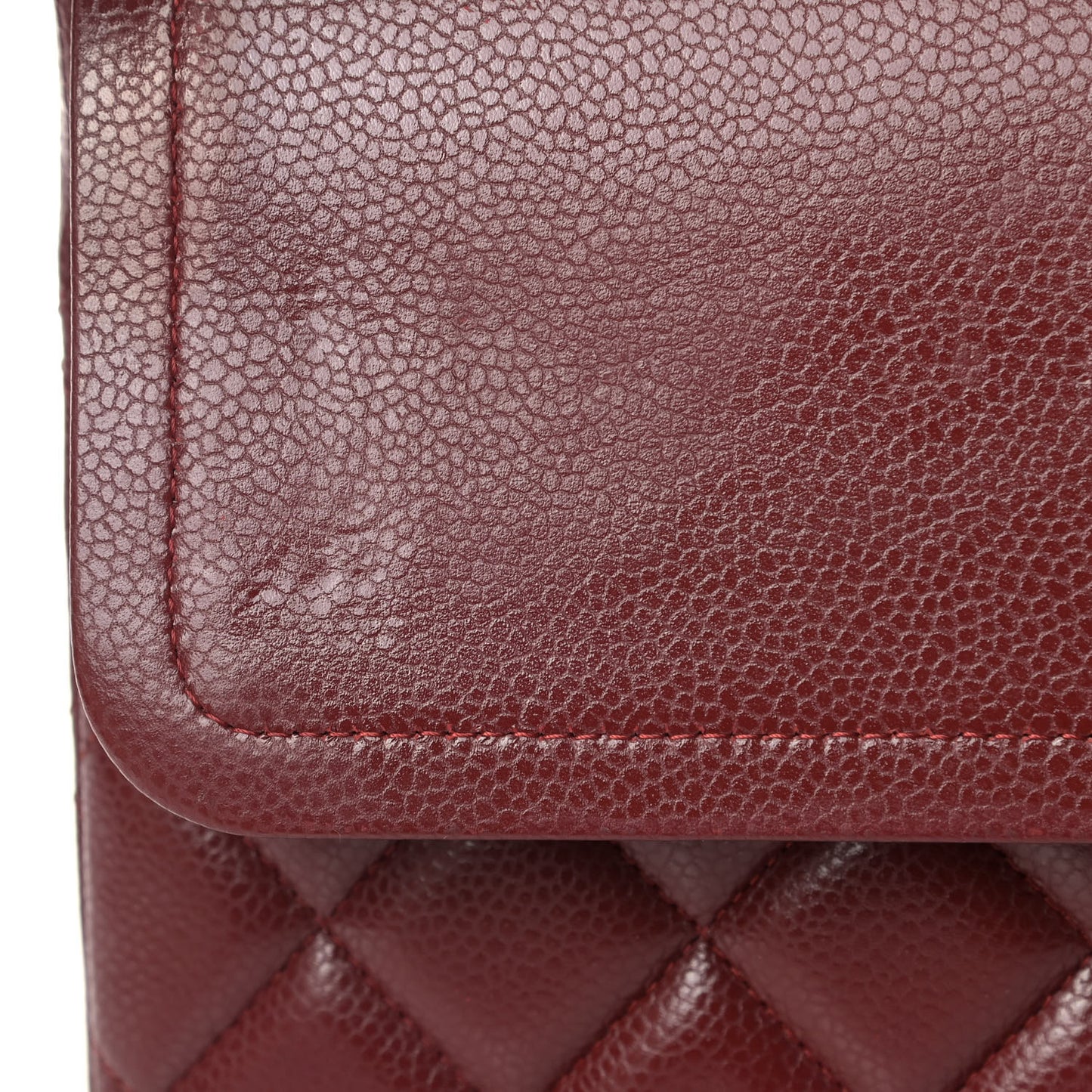 Caviar Quilted Maxi Double Flap Dark Red