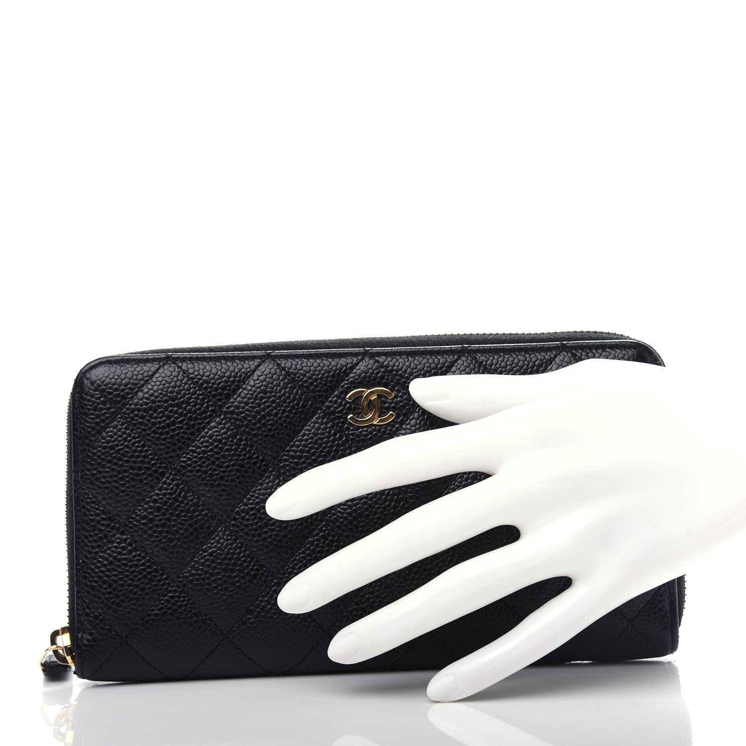 Chanel Caviar Quilted Large Gusset Zip Around Wallet Black 2 of 8