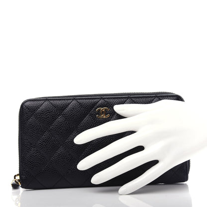 Chanel Caviar Quilted Large Gusset Zip Around Wallet Black 2 of 8