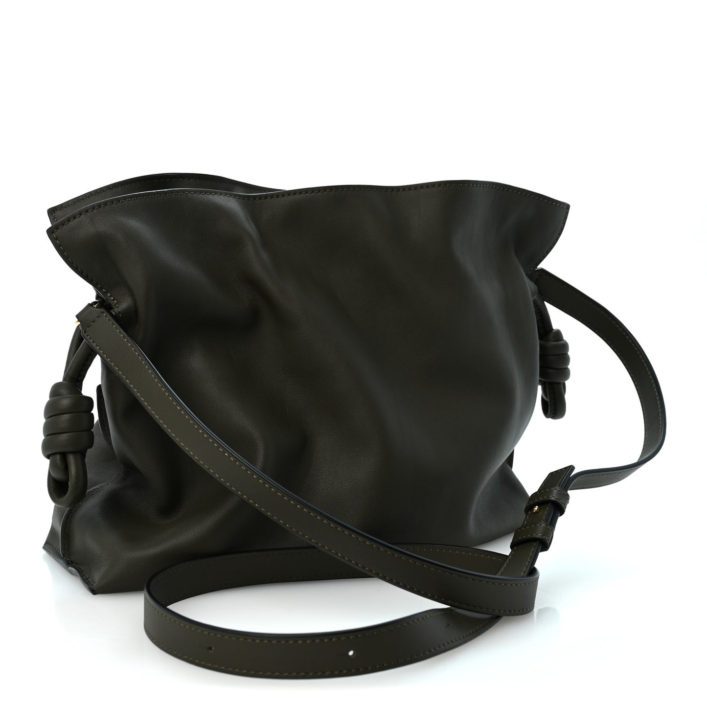 Nappa Medium Flamenco Knot Bag Khaki Green