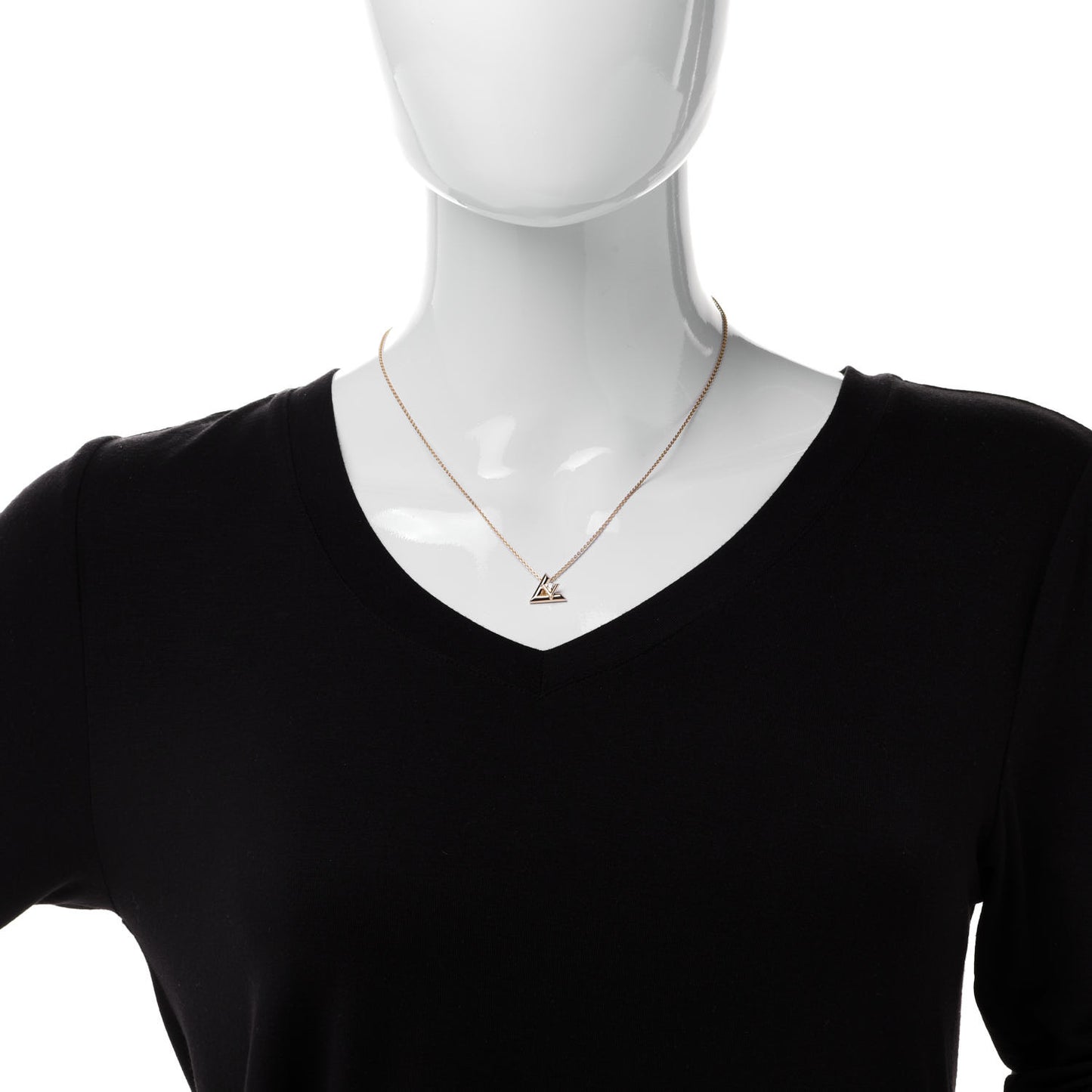 18K Yellow Gold Diamond Small LV Volt One Pendant Necklace