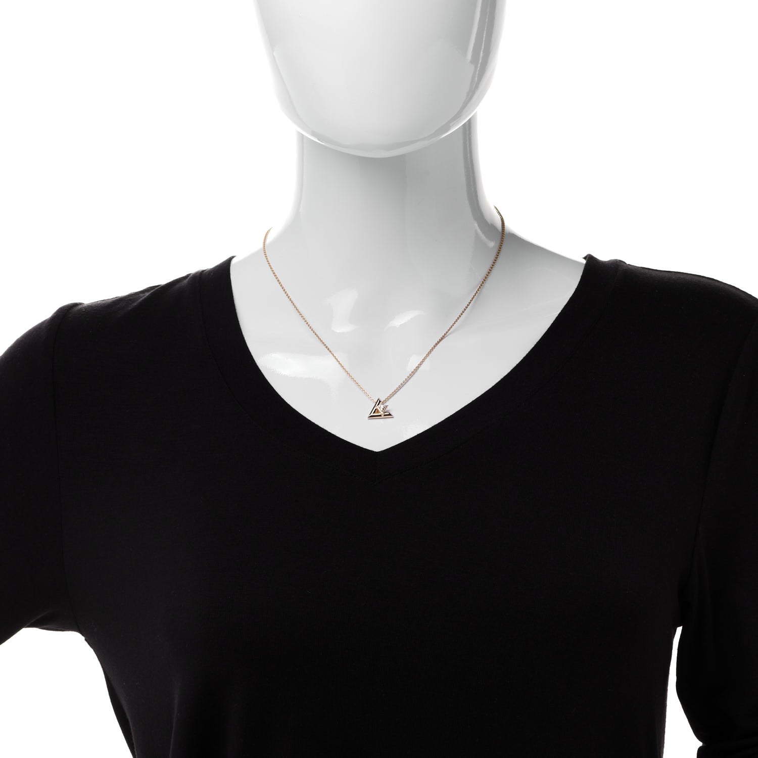 Louis Vuitton 18K Yellow Gold Diamond Small LV Volt One Pendant Necklace 2 of 4