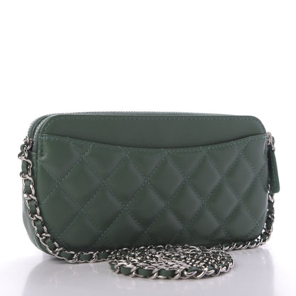 Chanel Lambskin Quilted Small Clutch With Chain Green 3 of 11