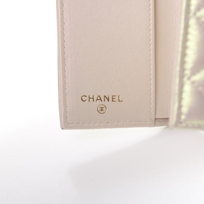 Chanel Iridescent Lambskin Quilted Double Flap Wallet Ivory 6 of 10