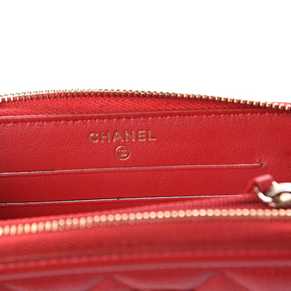 Chanel Caviar Quilted Medium Filigree Zip Around Wallet Dark Red 5 of 7