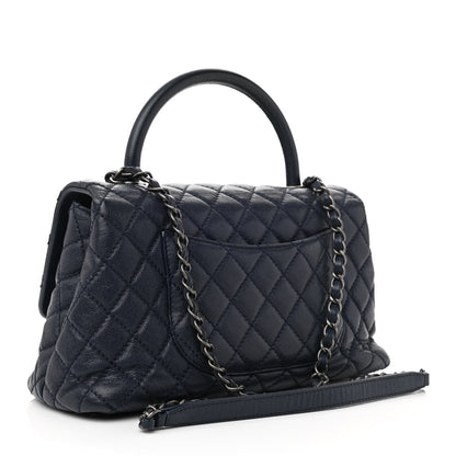 Chanel Caviar Quilted Small Coco Handle Flap Navy 3 of 10