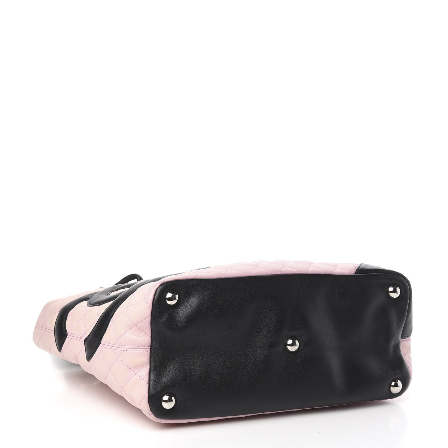 Calfskin Quilted Large Cambon Tote Pink Black