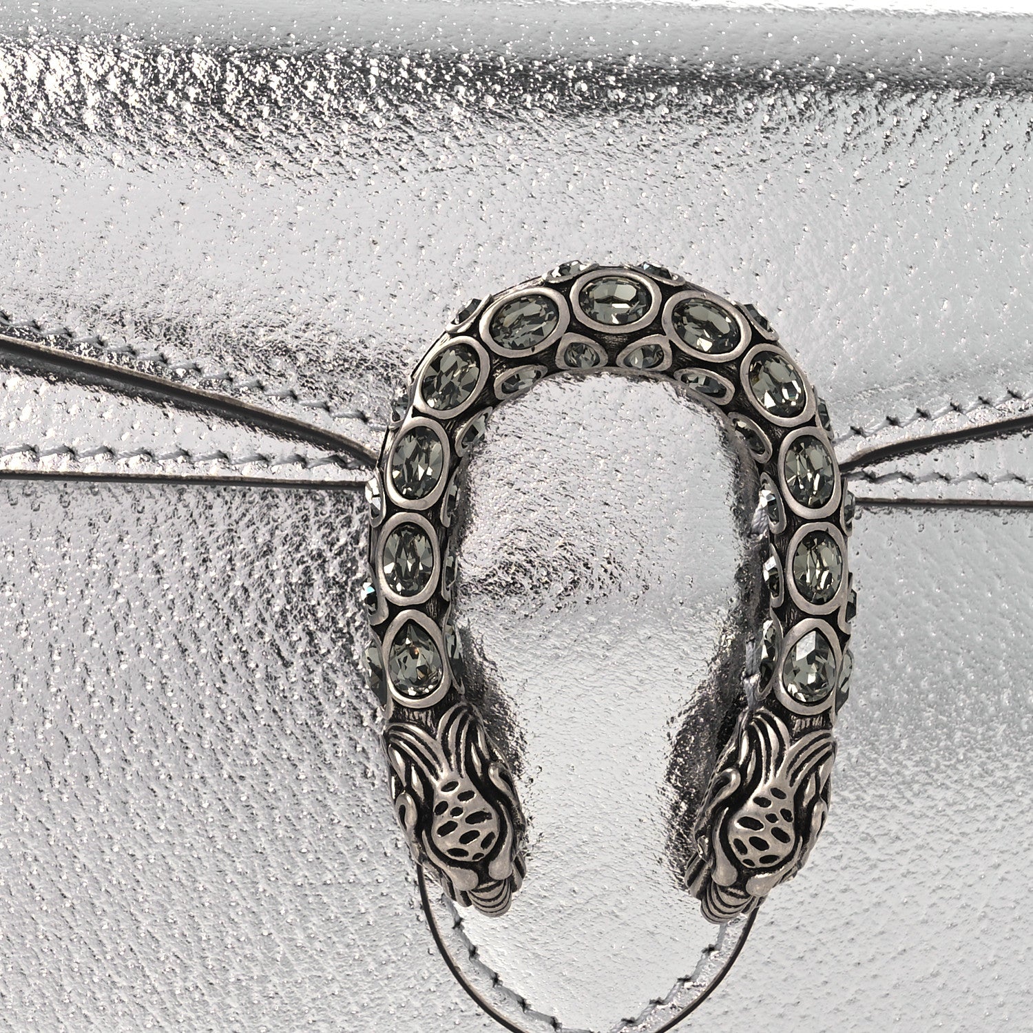 Gucci Metallic Calfskin Super Mini Dionysus Shoulder Bag Silver 7 of 10
