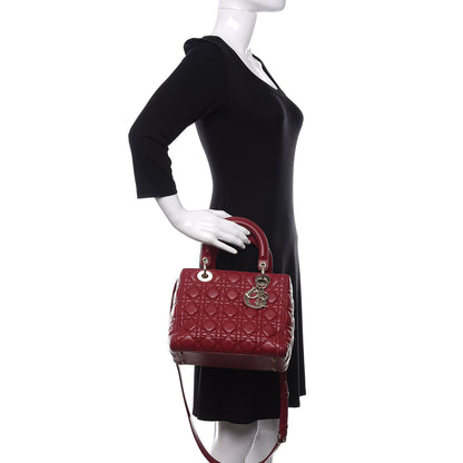 Christian Dior Lambskin Cannage Medium Lady Dior Red 3 of 10
