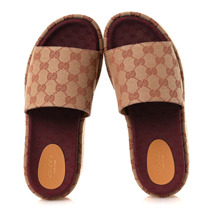 Gucci Canvas GG Monogram Angelina Platform Slide Sandals 39 Beige Ruggine 2 of 11