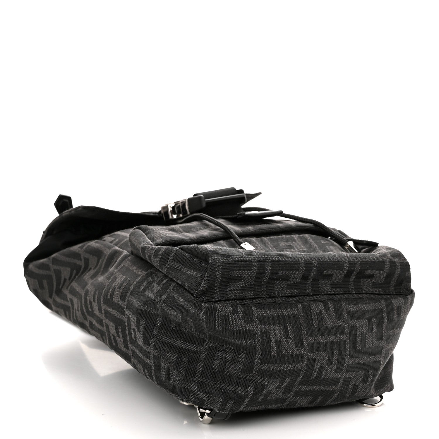 Fendi Recycled Fabric Jacquard Vitello Astro FF 1974 Small Fendiness Backpack Asfalto Black 3 of 9