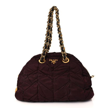 Prada Tessuto Nylon Chevron Catena Bag Prugna 1 of 8