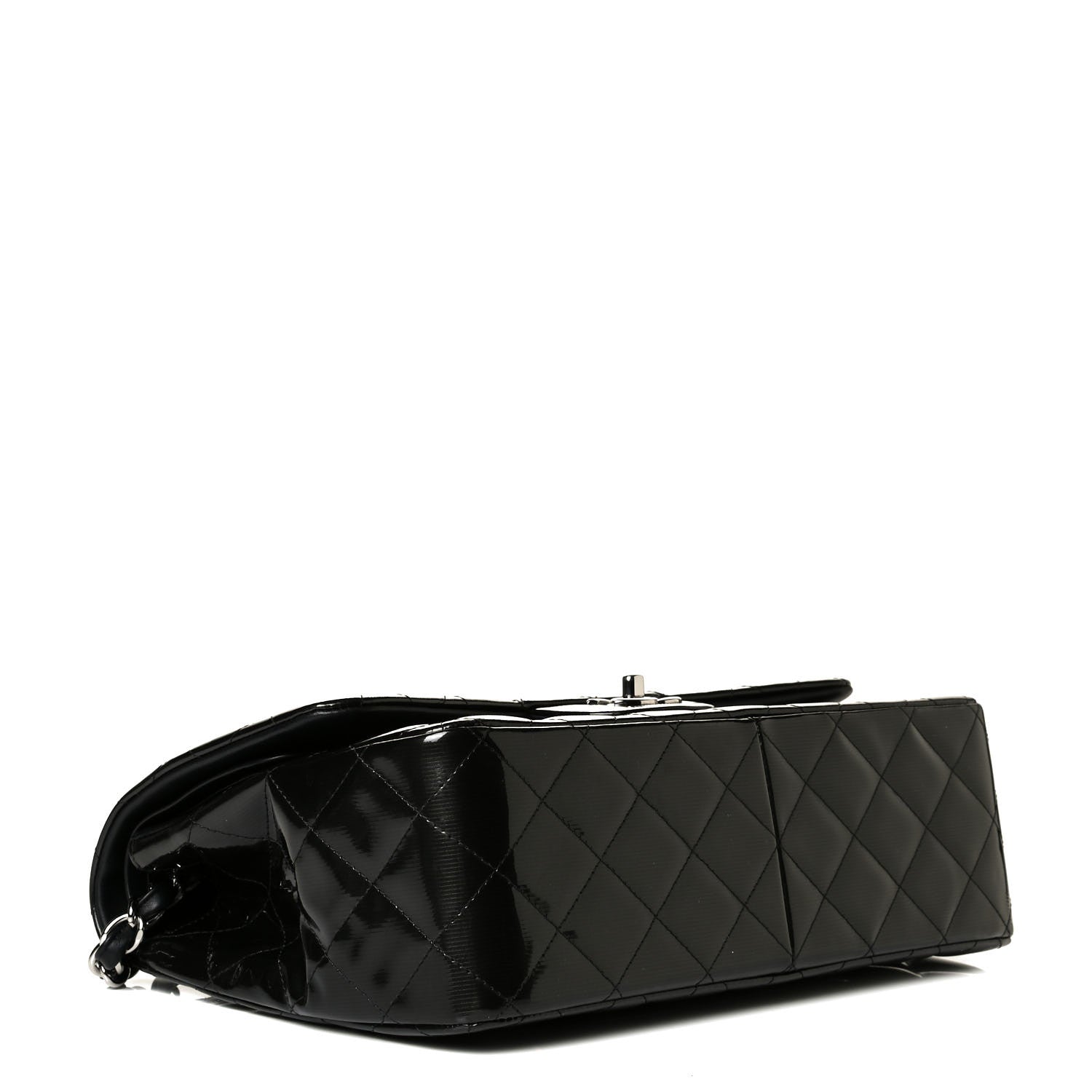 Chanel Striated Patent Quilted Jumbo Double Flap Dark Gray 2 of 8