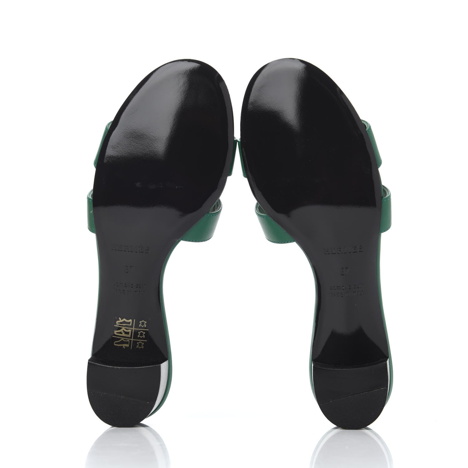 Hermes Calfskin Oasis Sandals 37 Vert Emeraude 10 of 18