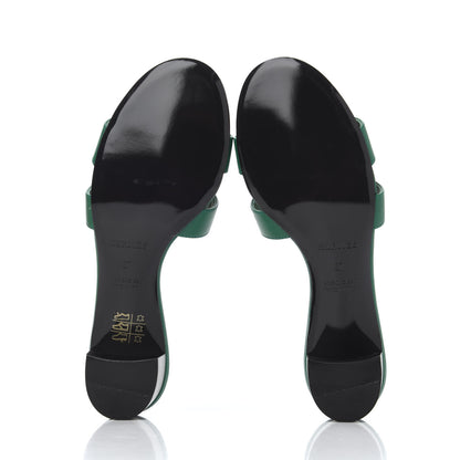 Hermes Calfskin Oasis Sandals 37 Vert Emeraude 10 of 18