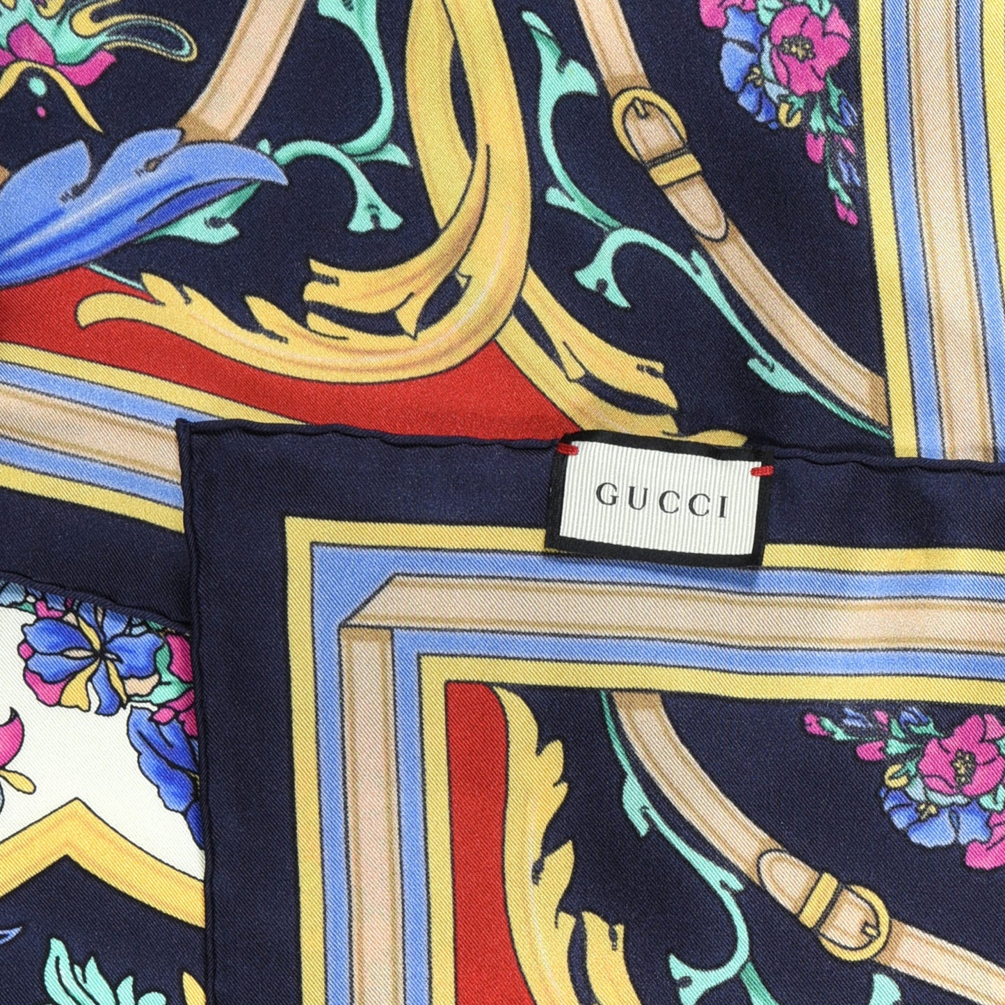 Silk Mirror Heritage Square Scarf Midnight Blue