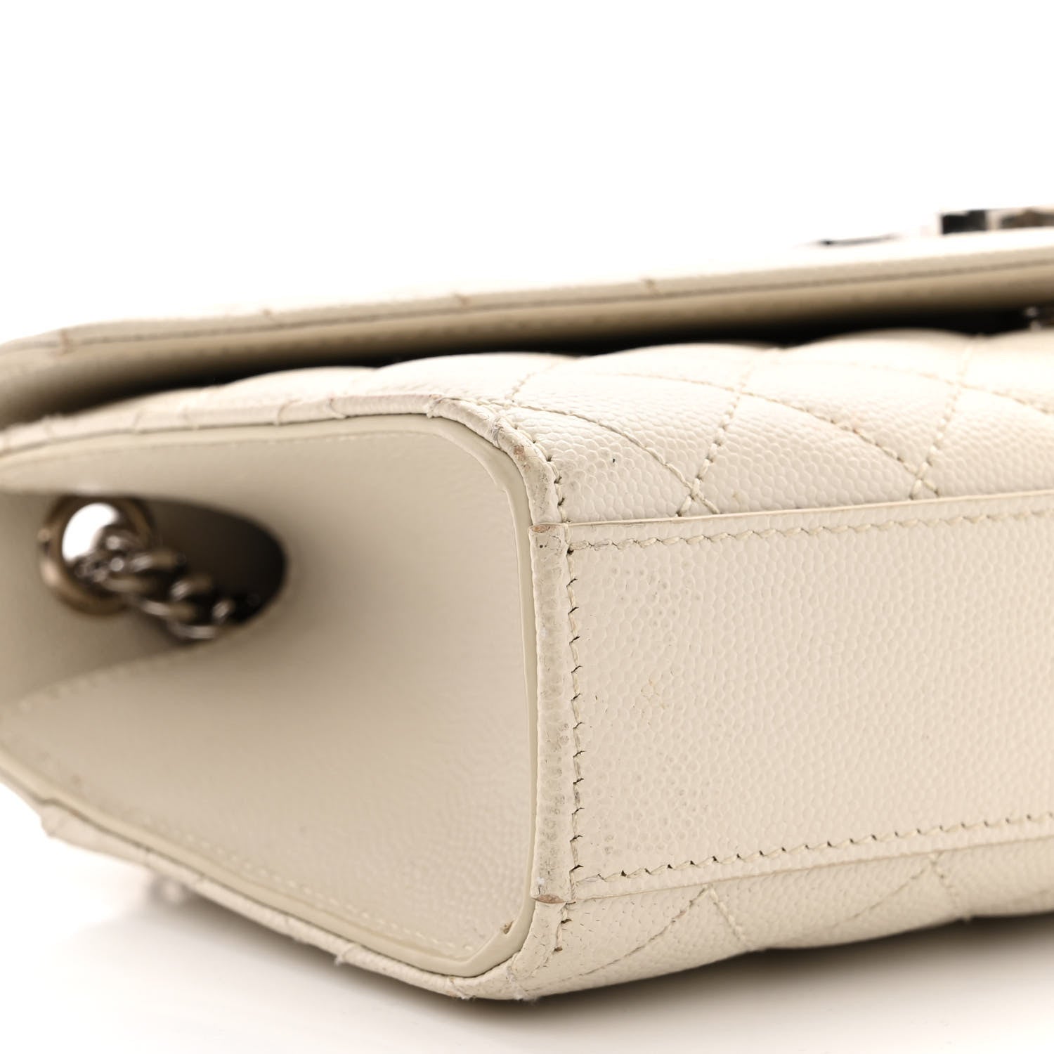 Saint Laurent Grain De Poudre Textured Mixed Matelasse Triquilt Small Monogram Satchel Crema Soft 10 of 12