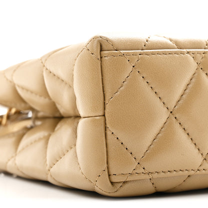 Chanel Shiny Aged Calfskin Quilted Nano Kelly Shopper Dark Beige 9 of 11