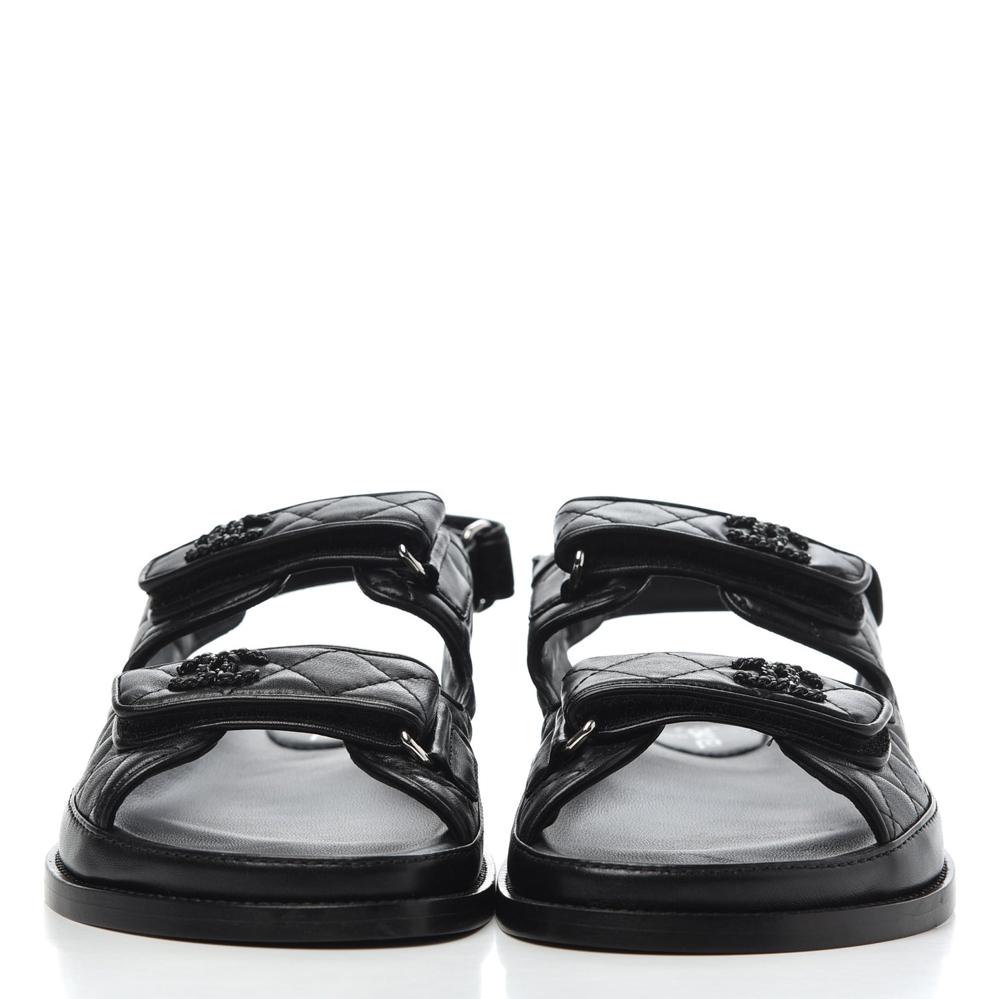 Lambskin Velcro Dad Sandals 40 Black
