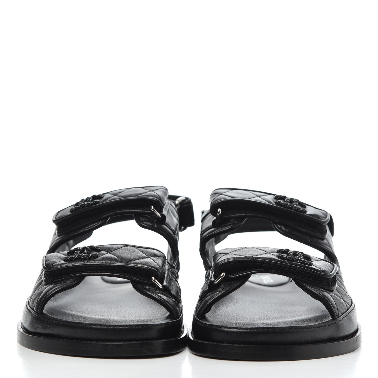 Chanel Lambskin Velcro Dad Sandals 40 Black 2 of 9