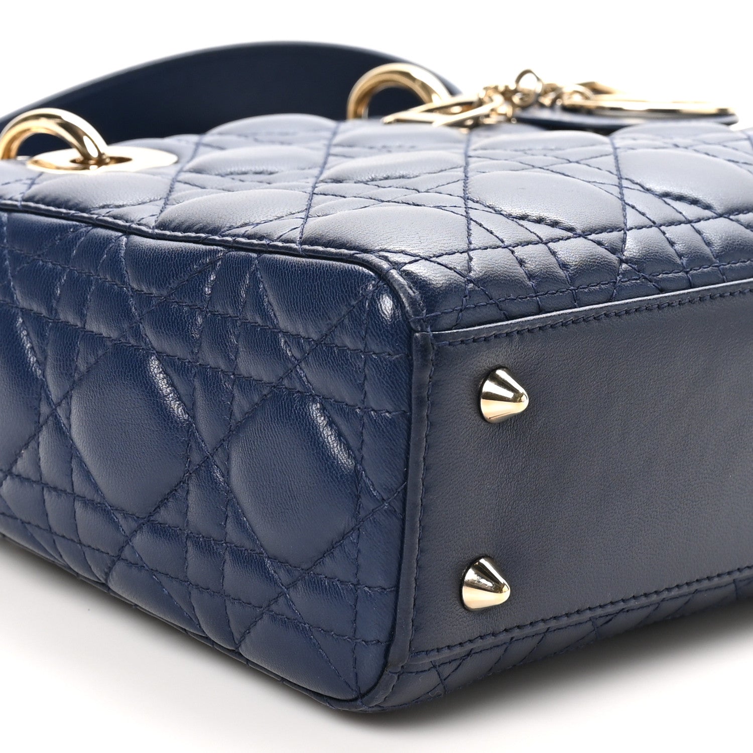 Christian Dior Lambskin Cannage Small Lucky Badges My Lady Dior Navy 9 of 10