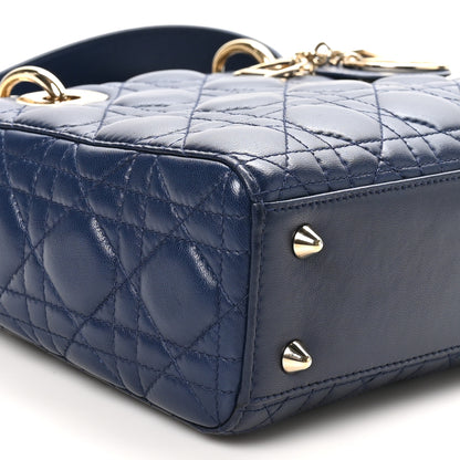 Christian Dior Lambskin Cannage Small Lucky Badges My Lady Dior Navy 9 of 10