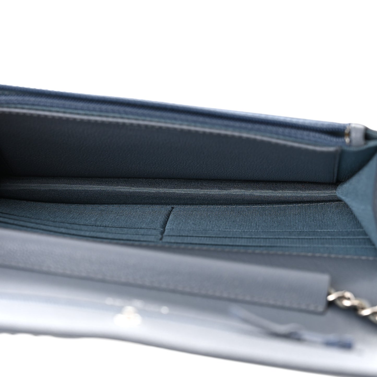 Goatskin Embossed Wallet On Chain WOC Blue