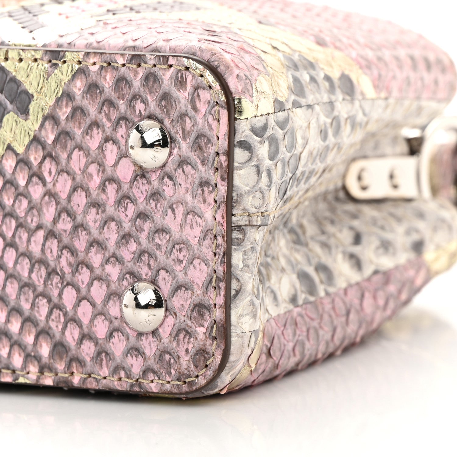 Louis Vuitton Metallic Snakeskin Capucines Mini Dore 11 of 15