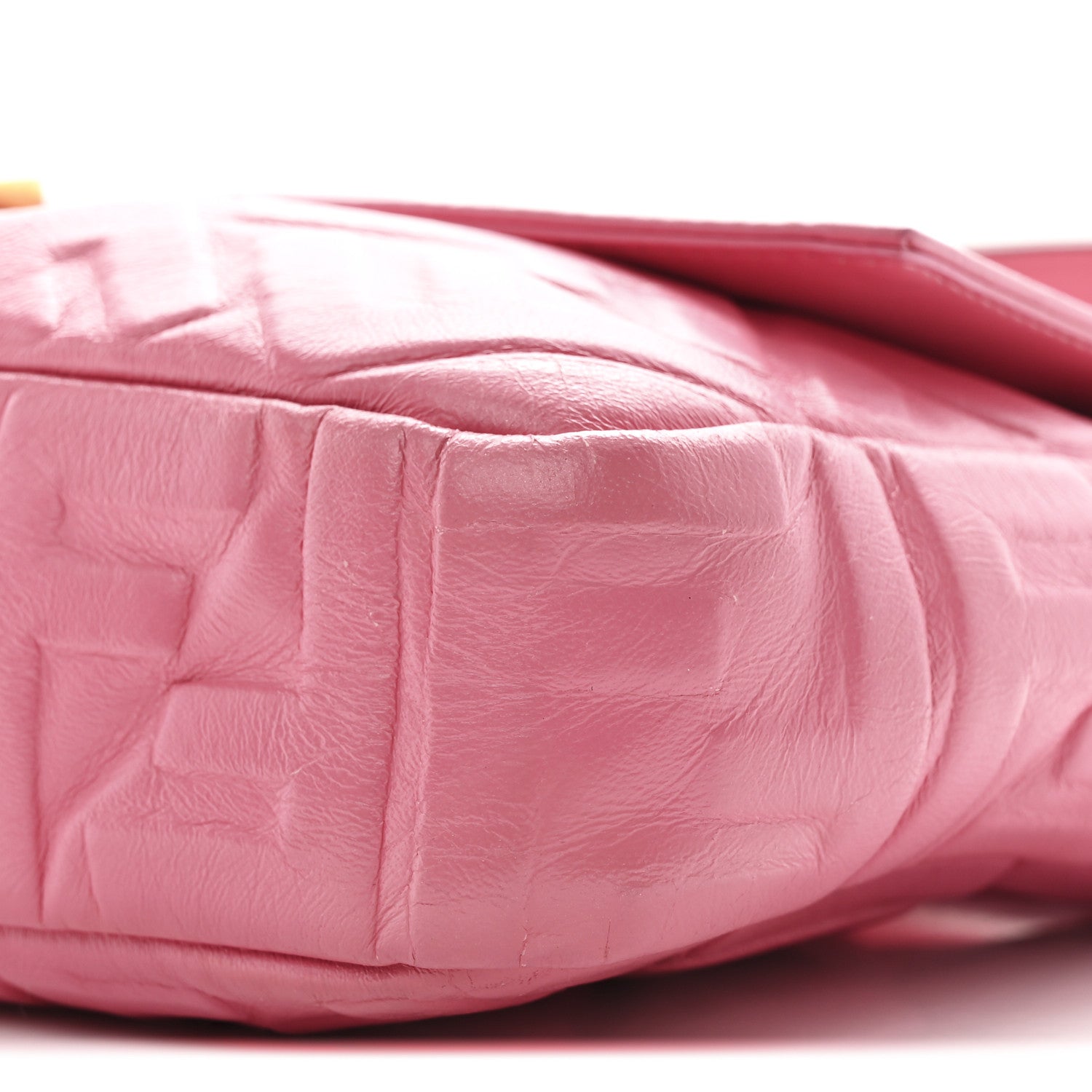 Fendi Nappa FF 1974 Embossed Large Baguette Rosa Fluo 10 of 10