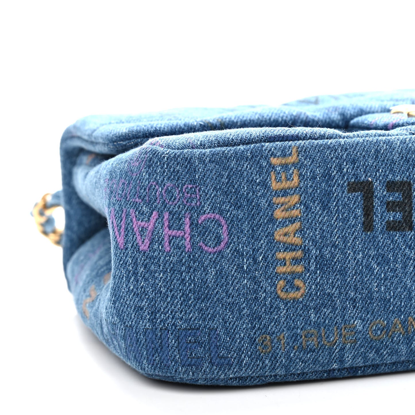 Denim Quilted Mini Denim Mood Rectangular Flap Blue Multicolor