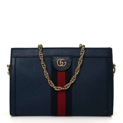 Gucci Textured Calfskin Web Small Ophidia Chain Shoulder Bag Blue Agata 1 of 11