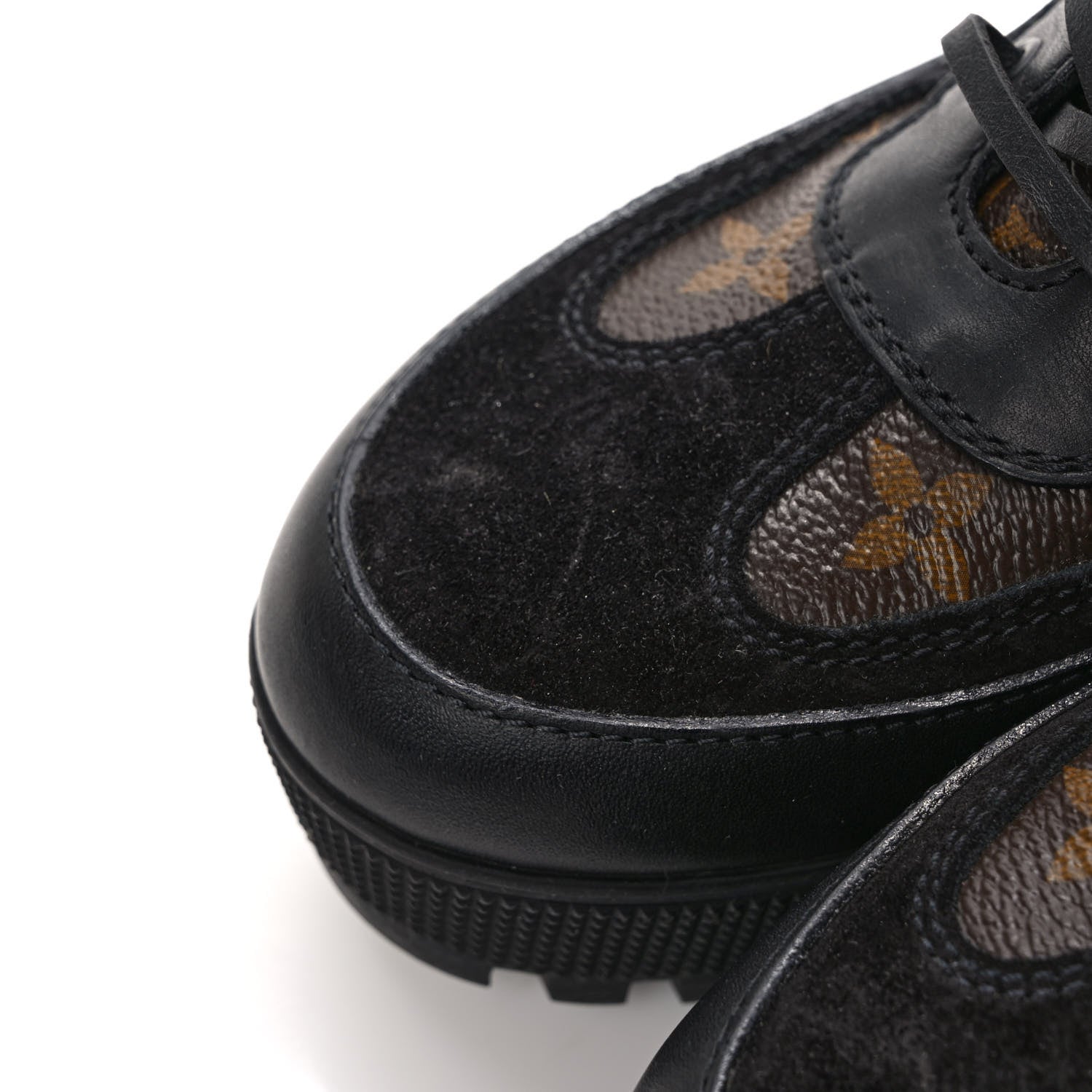 Louis Vuitton Suede Calfskin Monogram Laureate Platform Desert Boots 38 Black 9 of 10