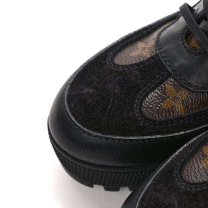 Louis Vuitton Suede Calfskin Monogram Laureate Platform Desert Boots 38 Black 9 of 10