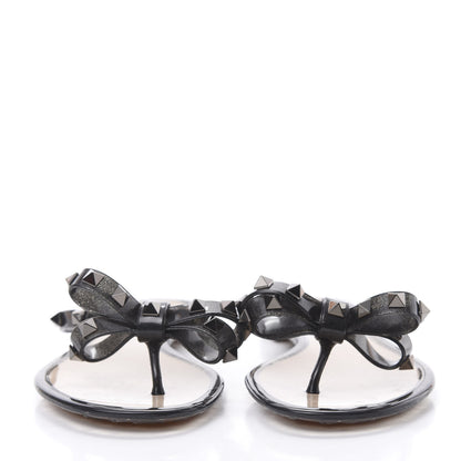 Valentino Garavani PVC Jelly Rockstud Bow Thong Sandals 37 Black 2 of 7