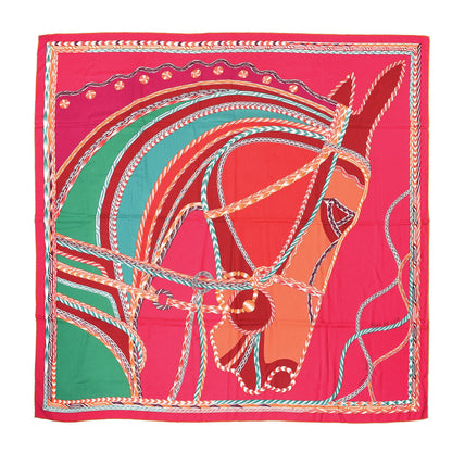 Hermes Cashmere Silk Robe Du Soir Shawl 140 Fuchsia Vert Framboise 1 of 5