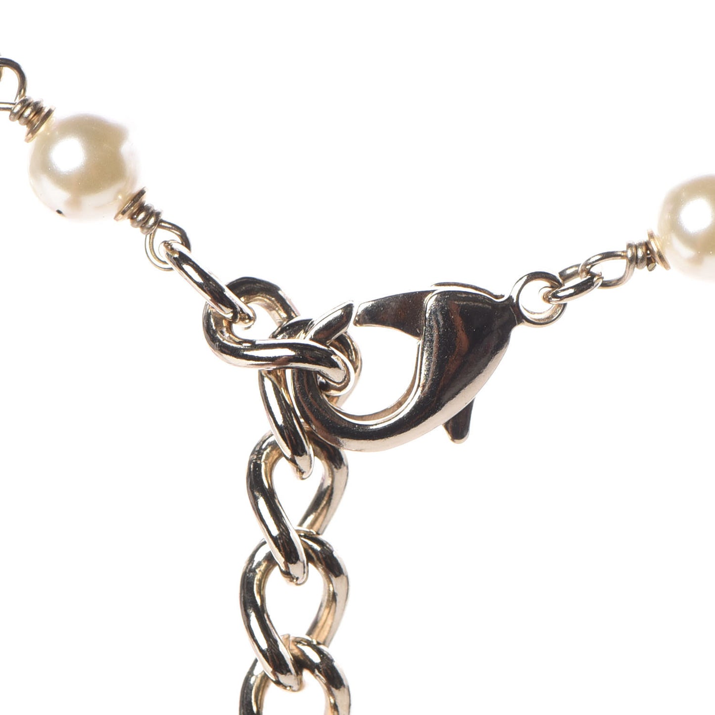 Pearl Beaded Enamel CC Long Necklace Gold Lilac