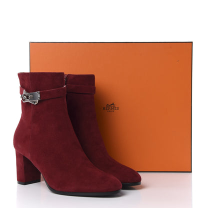 Hermes Suede Goatskin Saint Germain Ankle Boots 37.5 Orange Solaire 13 of 13