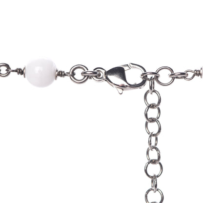 Chanel Bead Heart CC Long Necklace White Silver 5 of 9