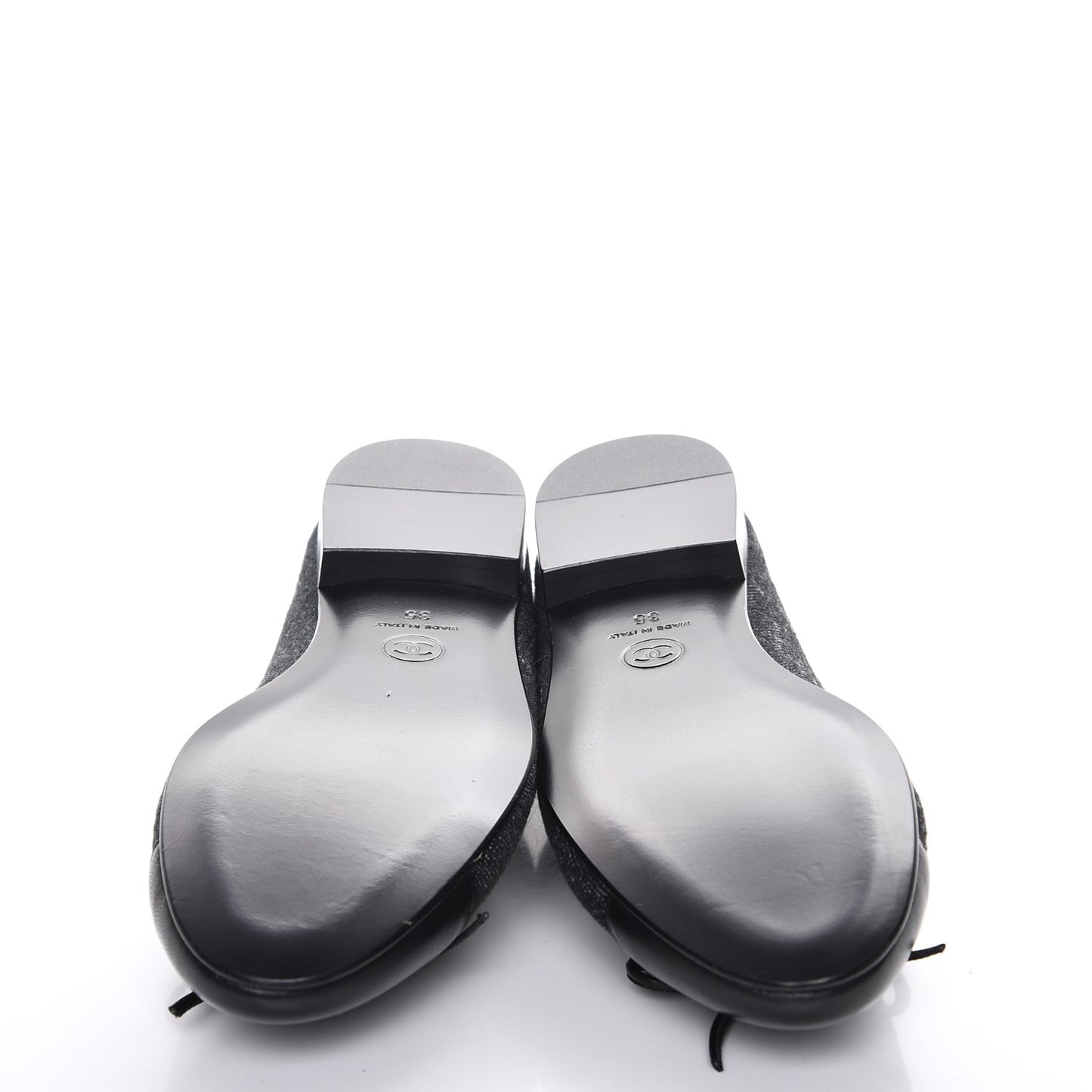 Denim Lambskin CC Cap Toe Ballerina Flats 35 Black
