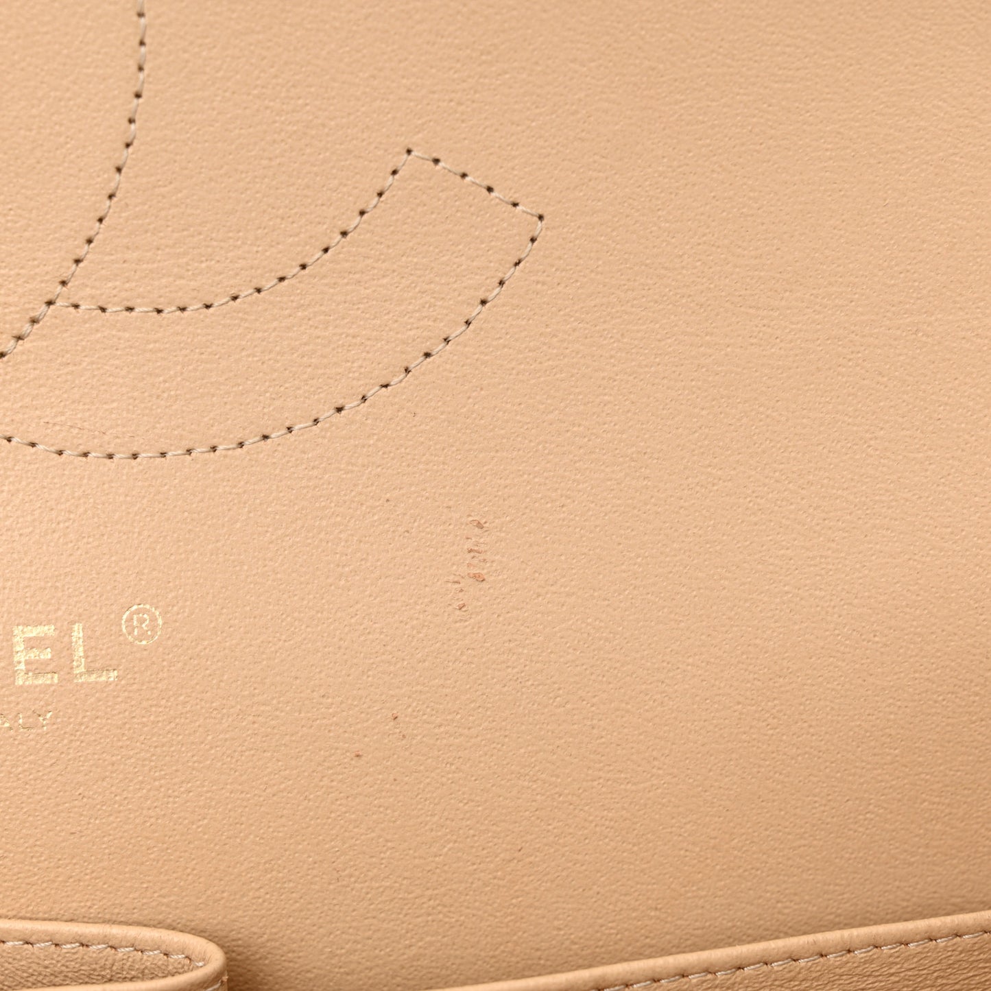 Lambskin Quilted Jumbo Double Flap Beige