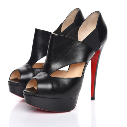 Christian Louboutin Calfskin Pitou 150 Peep Toe Platform Booties 39.5 Black 3 of 9
