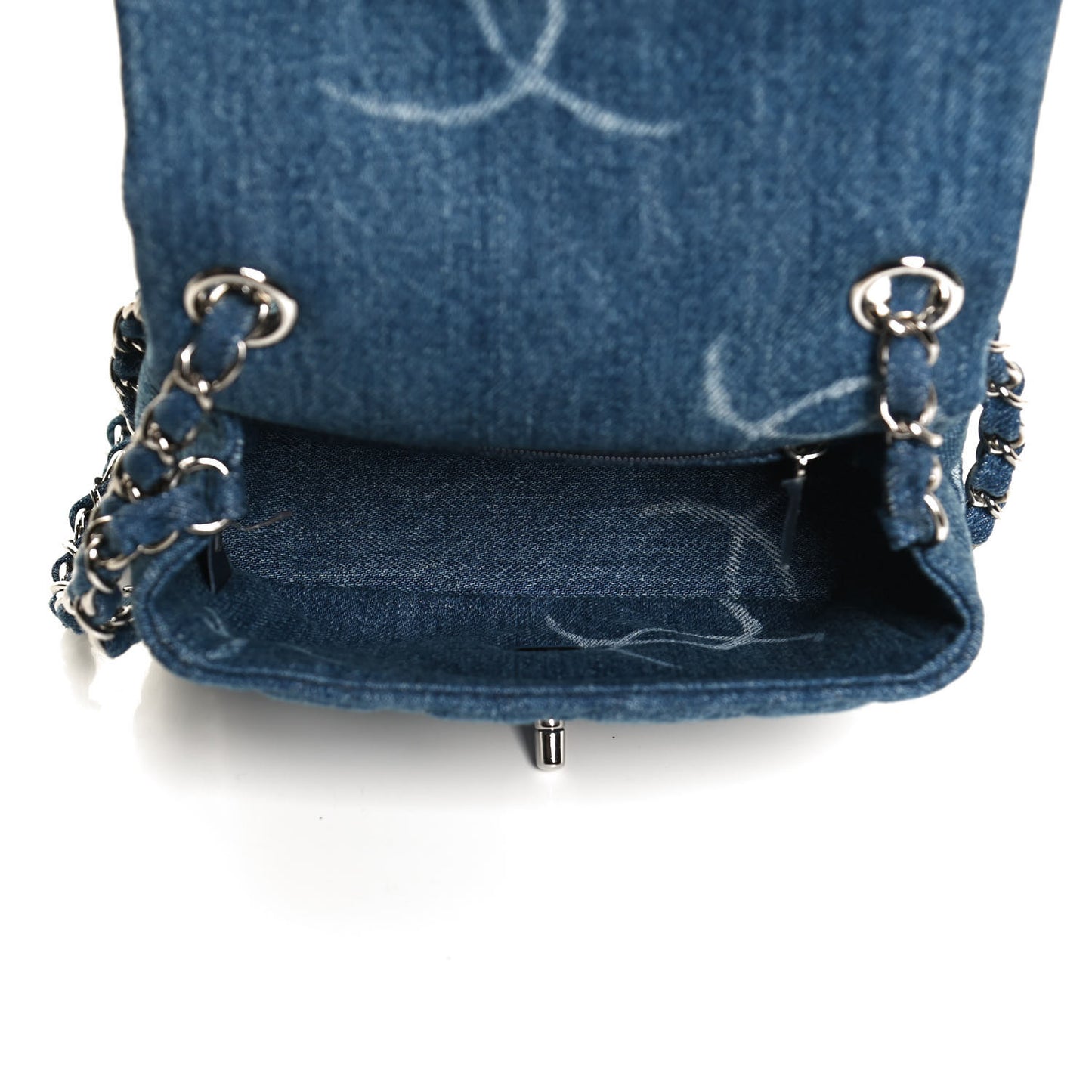 Denim CC Quilted Mini Square Flap Blue