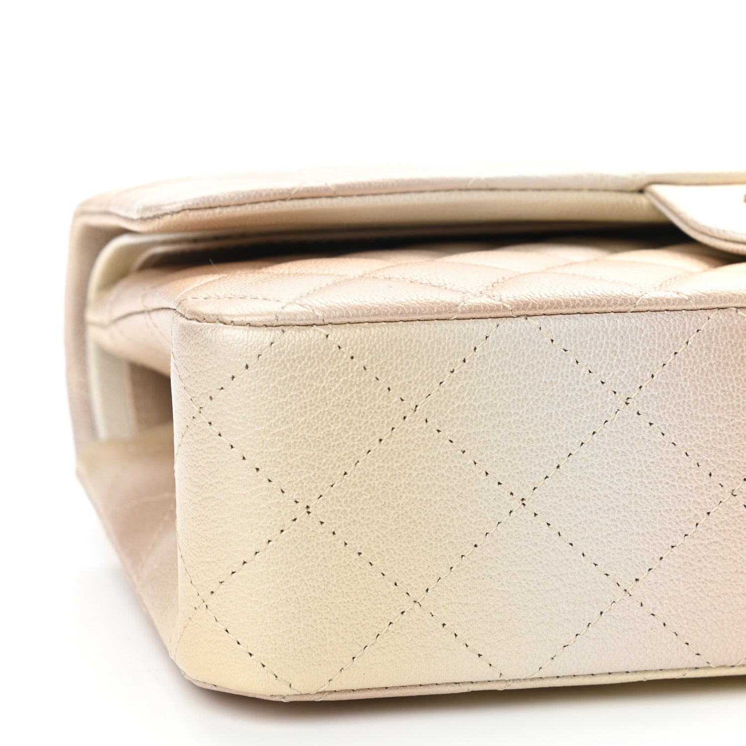 Chanel Metallic Goatskin Quilted Ombre Medium Double Flap Gold 9 of 12