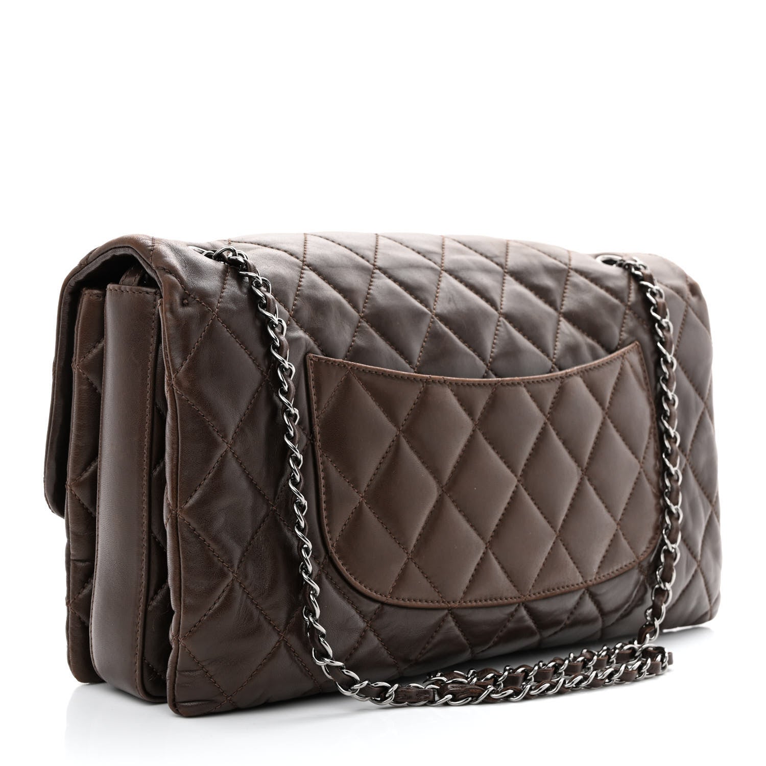 Chanel Lambskin Quilted Maxi Chanel 3 Flap Dark Brown 3 of 10