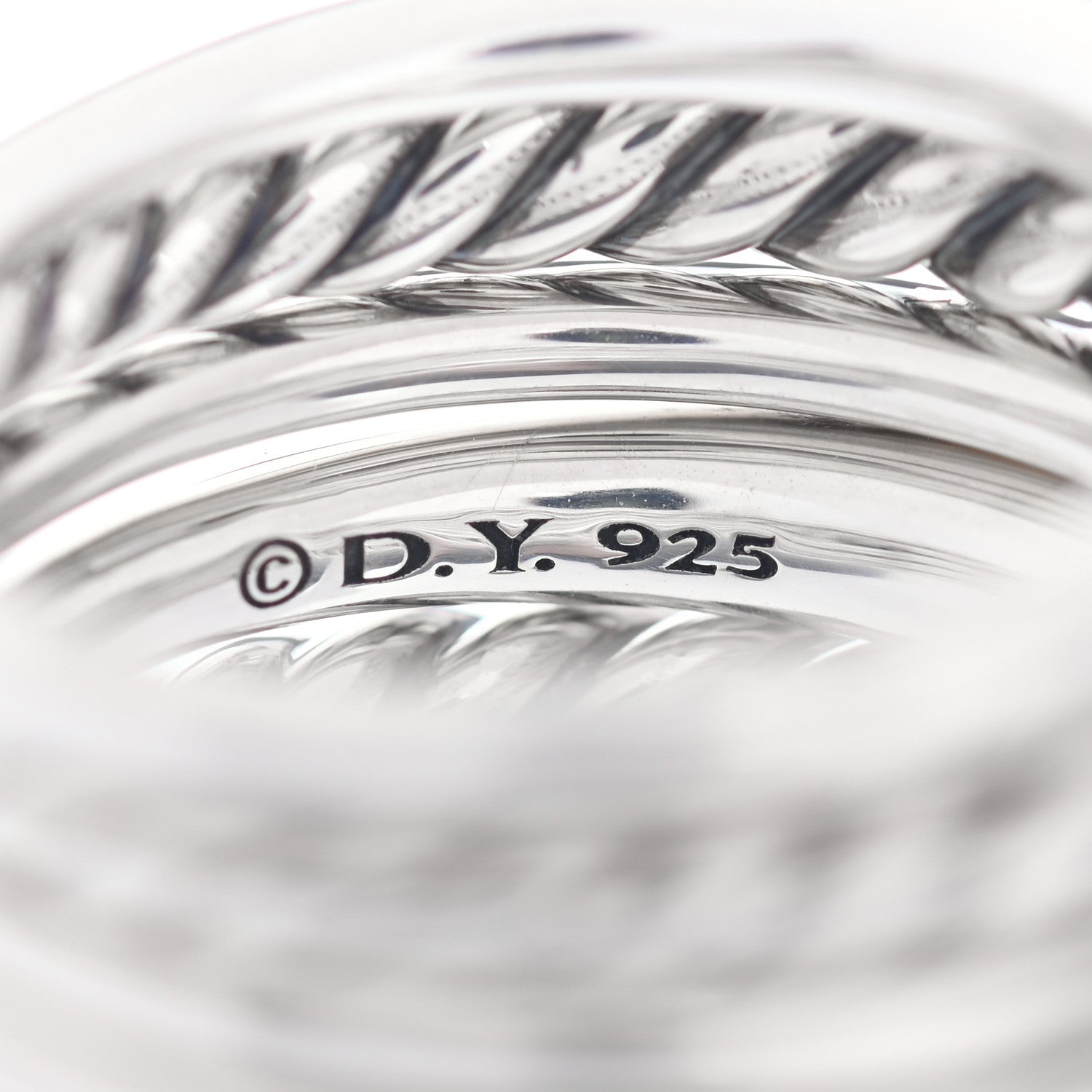 David Yurman Sterling Silver Diamond 16mm Pure Form Stacked Ring 52 6 4 of 4