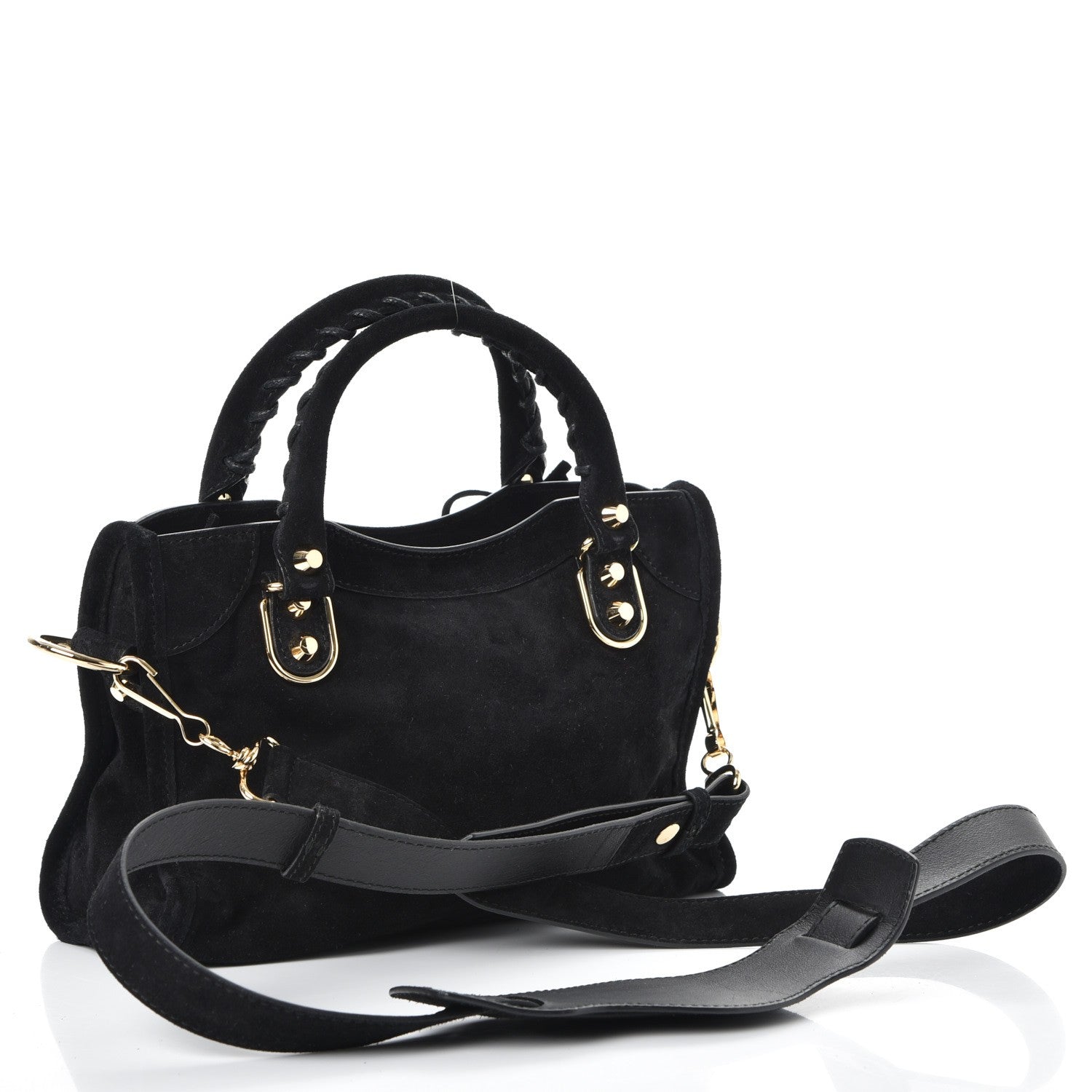 Balenciaga Baby Daim Suede Gold Metallic Edge Hardware Mini City Black 3 of 7