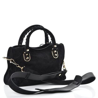 Balenciaga Baby Daim Suede Gold Metallic Edge Hardware Mini City Black 3 of 7