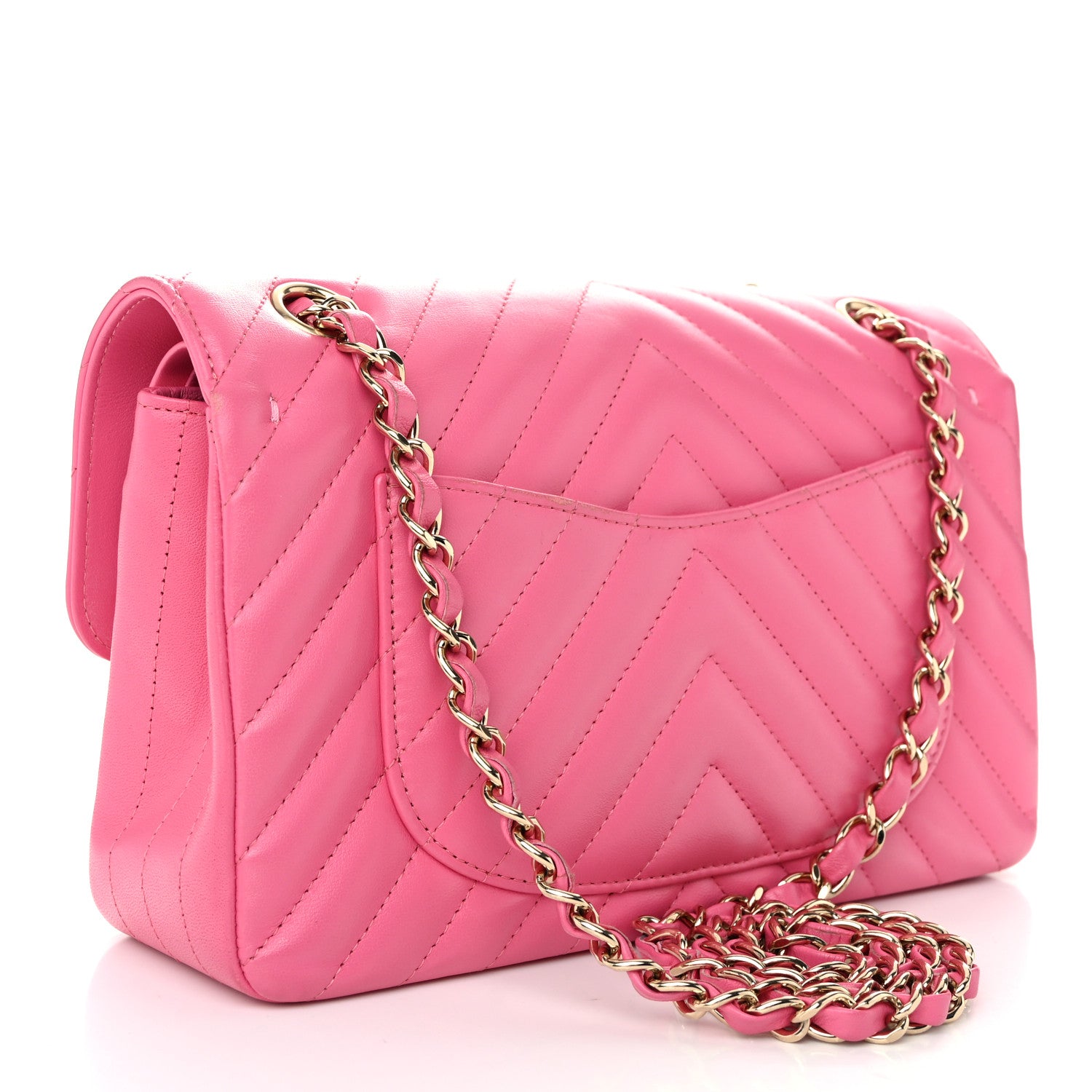 Chanel Lambskin Chevron Quilted Small Double Flap Pink 3 of 12