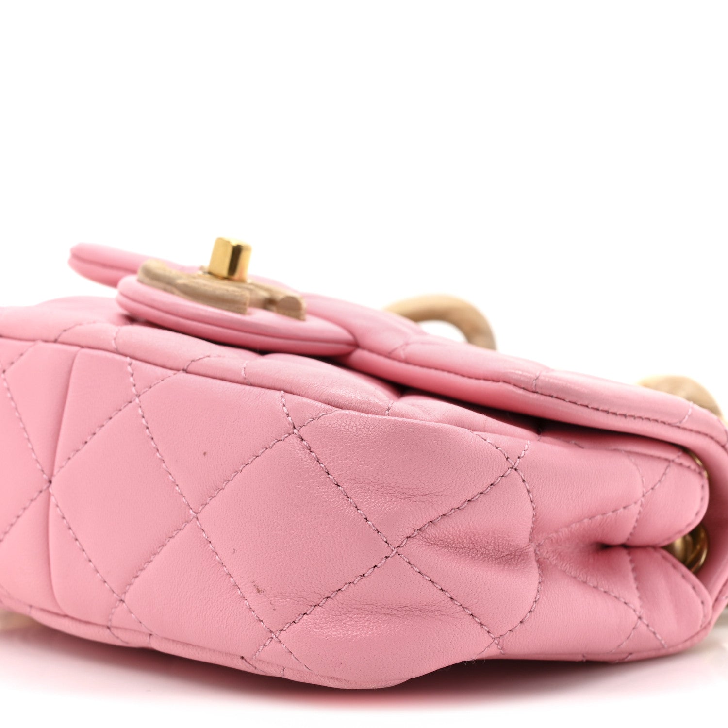 Chanel Lambskin Wenge Quilted Mini Fashion Wood Square Flap Pink 17 of 29